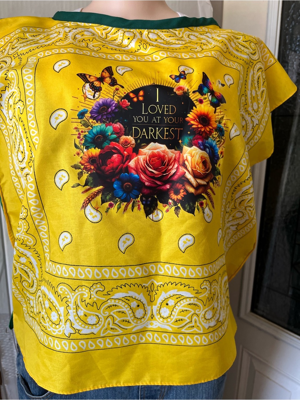 Yellow Floral Bandana Top - I Loved You At Your Darkest. Green and yellow.